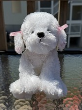Russ Berrie MUFFIN Bichon Frise White Dog Puppy Pink Bows Collar Ears Plush 10