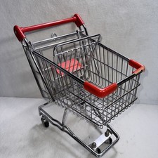 Mini Metal Shopping Cart 14 Red Handle Desktop Organizer Store Display Basket