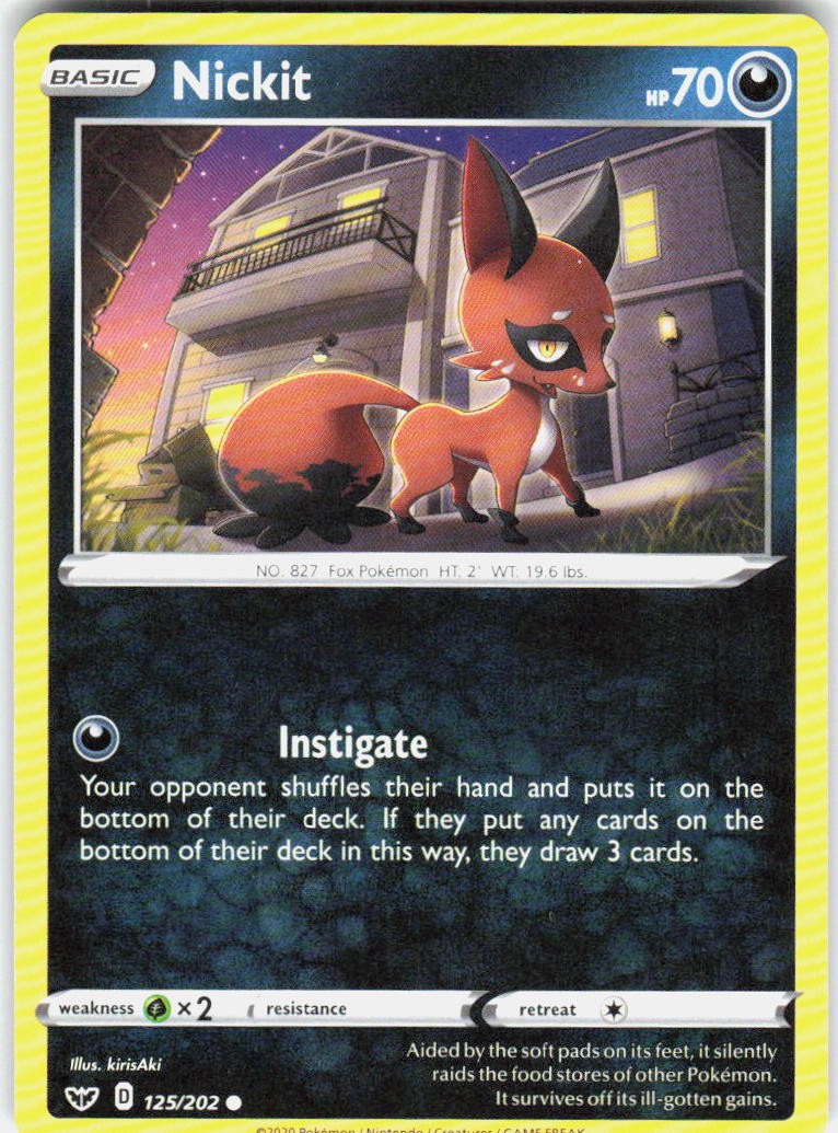 Nickit 125/202 SWSH01: Sword & Shield Base Set Pokemon