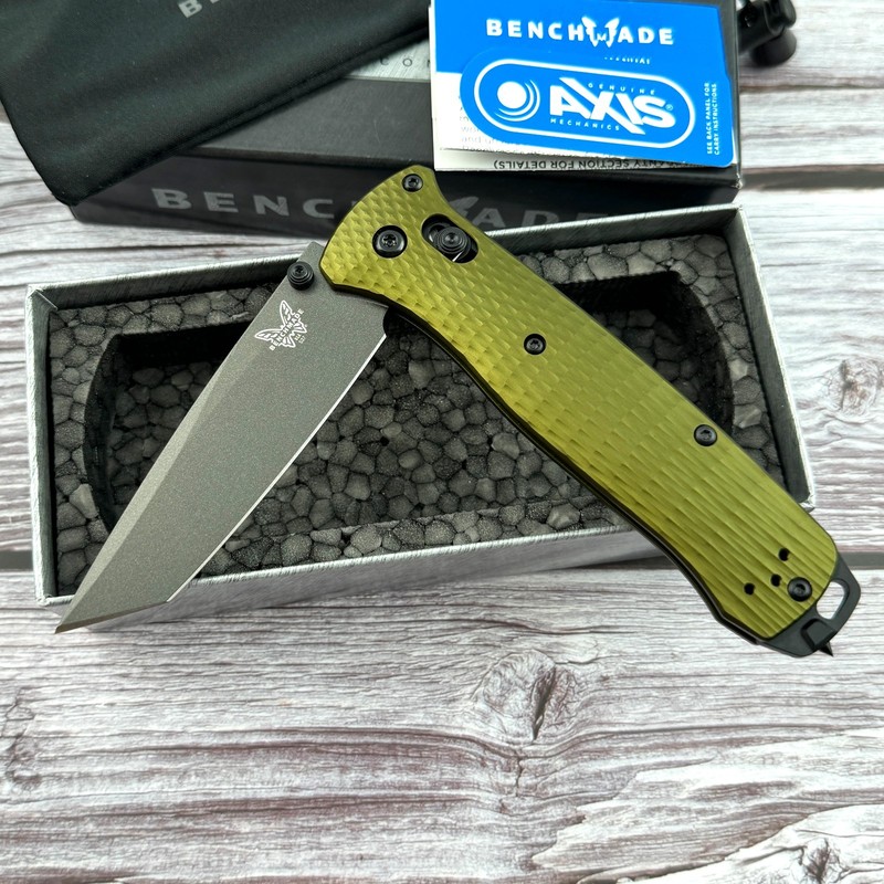 Benchmade 537GY-1 BAILOUT® | WOODLAND GREEN ALUMINUM M4 High Speed Steel Blade