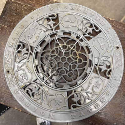 #ad #ad Antique Ferro steel 15.5” Round Stove Pipe Heat Grate Floor Vent $124.95