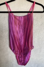 SPEEDO Eco ProLT Pink Abstract Stripe One Piece Lined Swimsuit Womens NEW 6/8/10