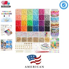 6000 PCS Clay Beads Bracelet Making Kit,24 Color DIY Flat Preppy Beads for Fr...
