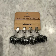 World Market Elephant Tablecloth Weights Set of 4 Made in India Brand New