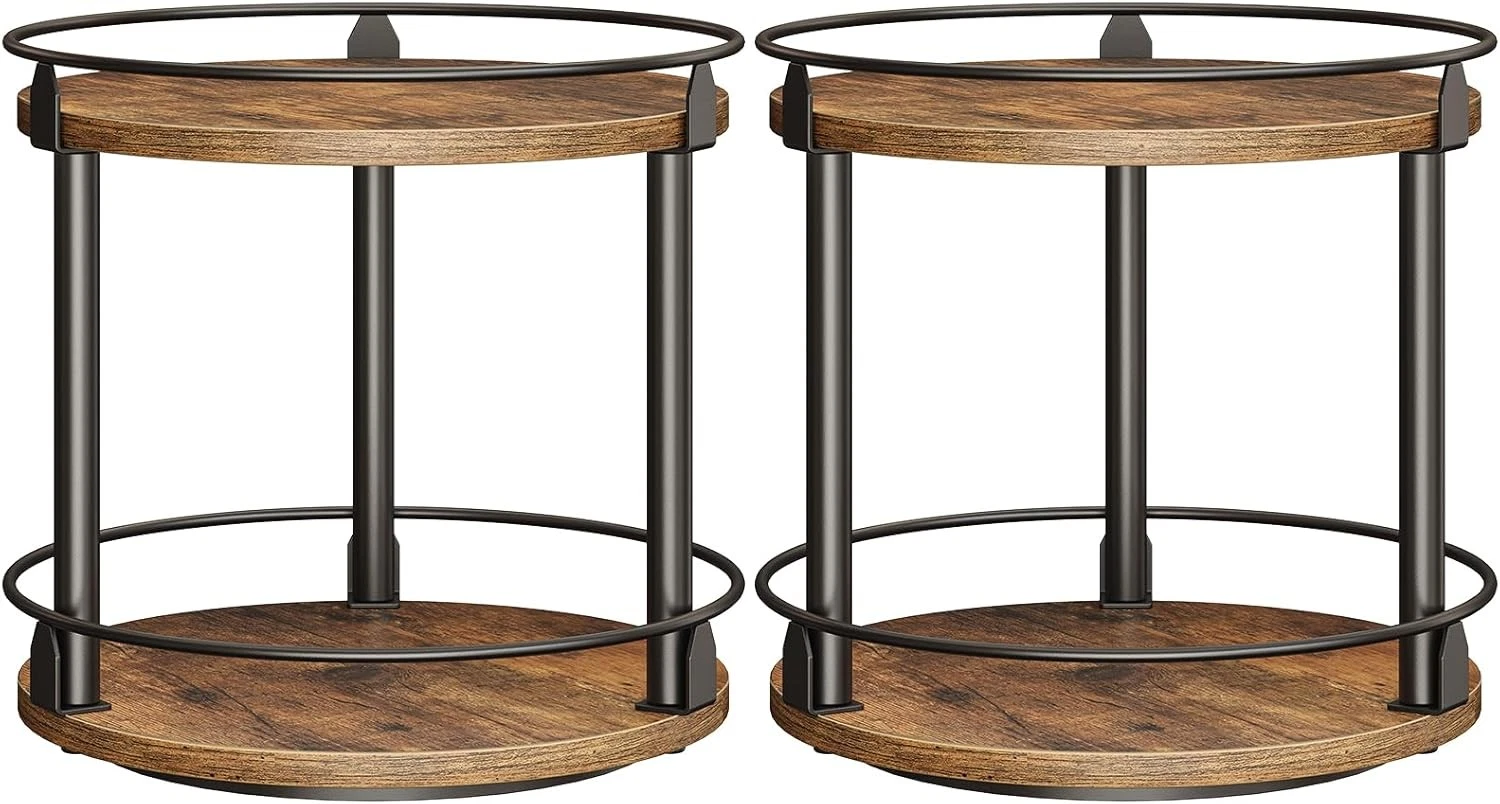 Spice Rack, Set 10.2"L x 10.2"W x 11"H, Rustic Brown + Black