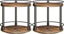Spice Rack, Set 10.2"L x 10.2"W x 11"H, Rustic Brown + Black 