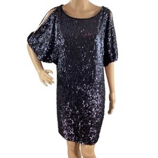 Aidan by Aidan Mattox Cold Shoulder Navy Sequin Mini Dress Size 10