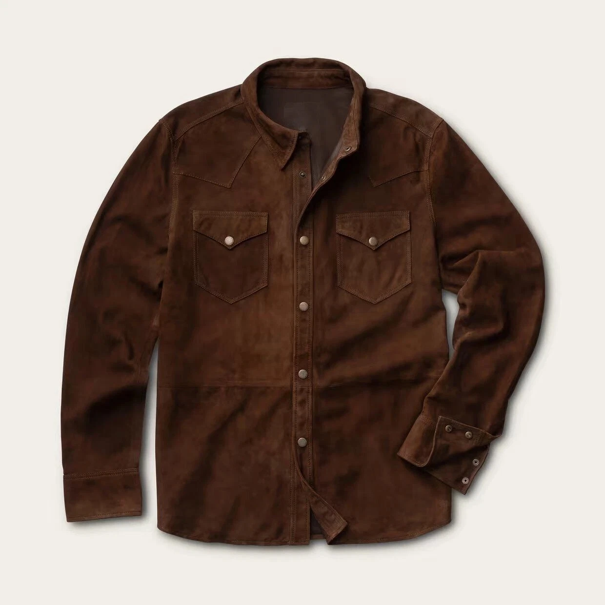 Mens Brown Leather Trucker Jacket Pure Suede Custom Made Size S M L XL 2XL - 313