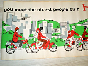 1960's Honda Dealer Showroom Display/Sign/Banner You Meet Nicest People on Honda