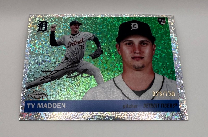 2025 Topps Chrome Platinum Anniversary Ty Madden 230 Speckle Refractor /150 RC