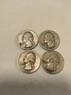 Lot of 4 Washington Quarters 90% Silver