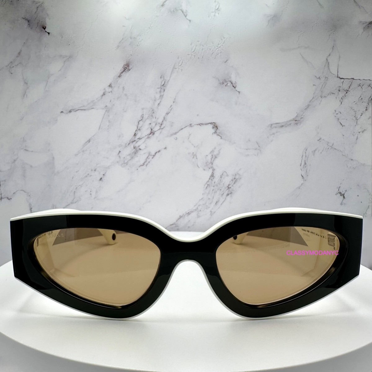 CHANEL Sunglasses Black New Runway White Cat Eye Gradient 6056