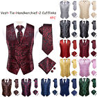 <!--F#f_0-->Mens Formal Wedding Waistcoat Solid Floral Suit Vest Slim Tuxedo Silk Tie Set<!--F/-->