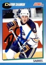 Darrin Shannon Signed Auto 1991-92 Score card Winnipeg Jets