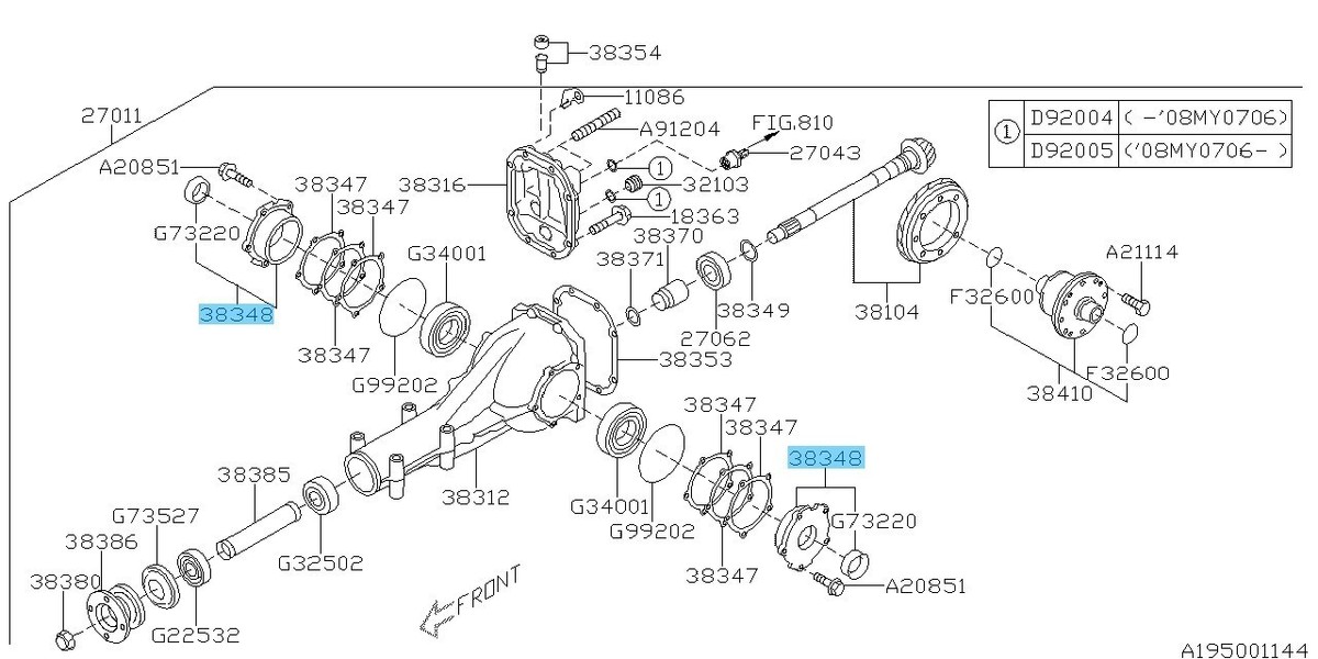 SUBARU IMPREZA WRX STI GRF 04-14 Genuine Rear Differential Bearing