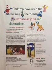 Argo Corn Starch Children Make Christmas Gifts Decorations Vintage Print Ad 1964