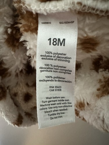 Sudadera Carter's Estampado Guepardo Polar Bebé Media Cremallera Talla 18 Meses - Imagen 4 de 4