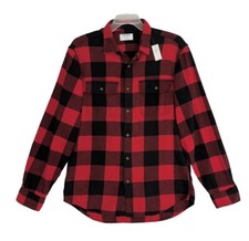 Old Navy Button Up Shirt Mens Large Tall Red Black Plaid Flannel Long Sleeve NWT