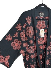 Johnny Was XS Julianna Short Kimono Black Embroidered Eyelet Jacket 350