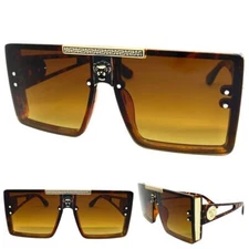 Oversized Classic Elegant Modern Hip Hop Shield SUN GLASSES Large Tortoise Frame