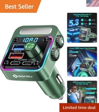 Bluetooth 5.3 Car Adapter - 54W Fast Charging FM Transmitter with Hi-Fi Bass
