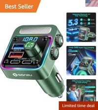 Bluetooth 5.3 Car Adapter - 54W Fast Charging FM Transmitter with Hi-Fi Bass