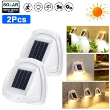 2PCS Outdoor Solar LED Deck Lights Waterproof Wall Light Stairs Step Fence Lamp