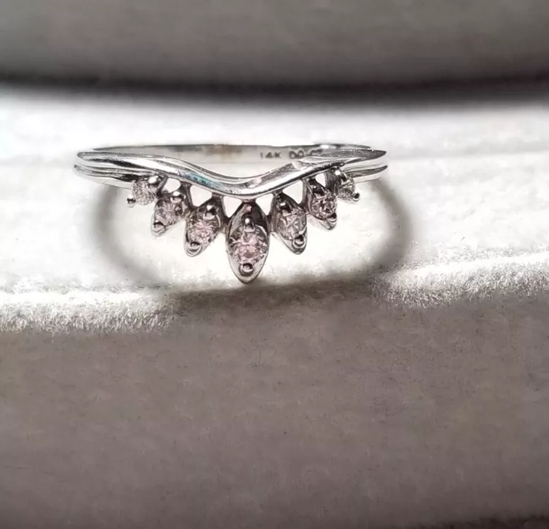 QVC 14k White gold Marquise style Diamonique DQCZ Enhancer Guard