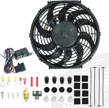 BLACKHORSE-RACING 12  Universal Electric Radiator Cooling Fans + Thermostat Rela