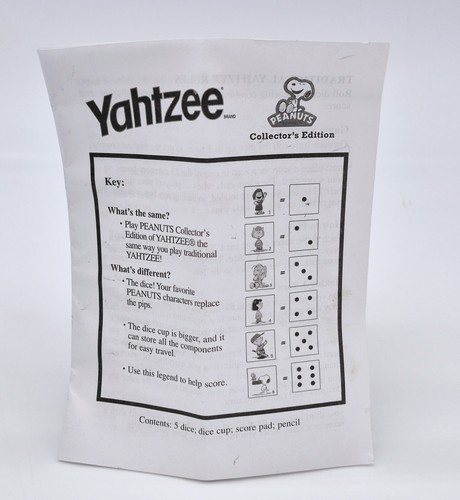 Hasbro Yahtzee Peanuts Baseball Collectors Edition Snoopy Charlie Brown Complete - Picture 8 of 11