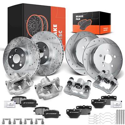 Front Cross Drilled Rotors & Ceramic Pads for 2018-2021 Toyota Camry Gas &Hybrid