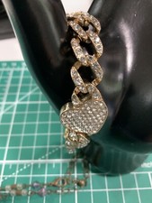 Cuban Link Heart Bracelet Gold Plated With Crystals 