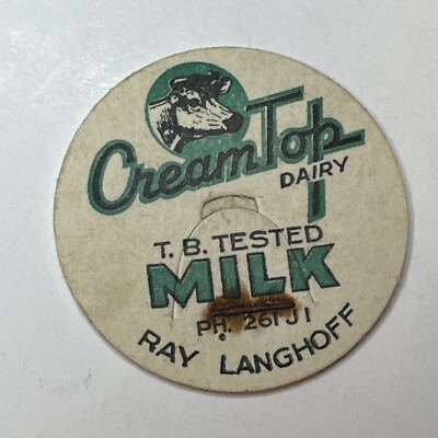 Milk Bottle Cap Cream Top Dairy Ray Langhoff ST IGNACE MICHIGAN MICH MI