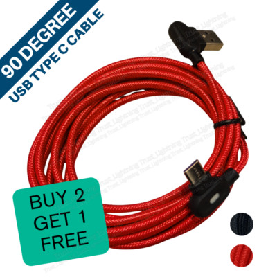 3/6Ft 90Degree Right Angle USB C Fast Charger Cable Type C Data Cord For Samsung