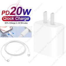 For iPhone 15 16 Pro Max Android 20W Dual USB-C Fast Charger Block Type-C Cable