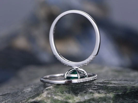 1.25 Ct Cushion Cut Natural Emerald Diamond Engagement Ring 14K White Gold Size6 - Image 4 of 4