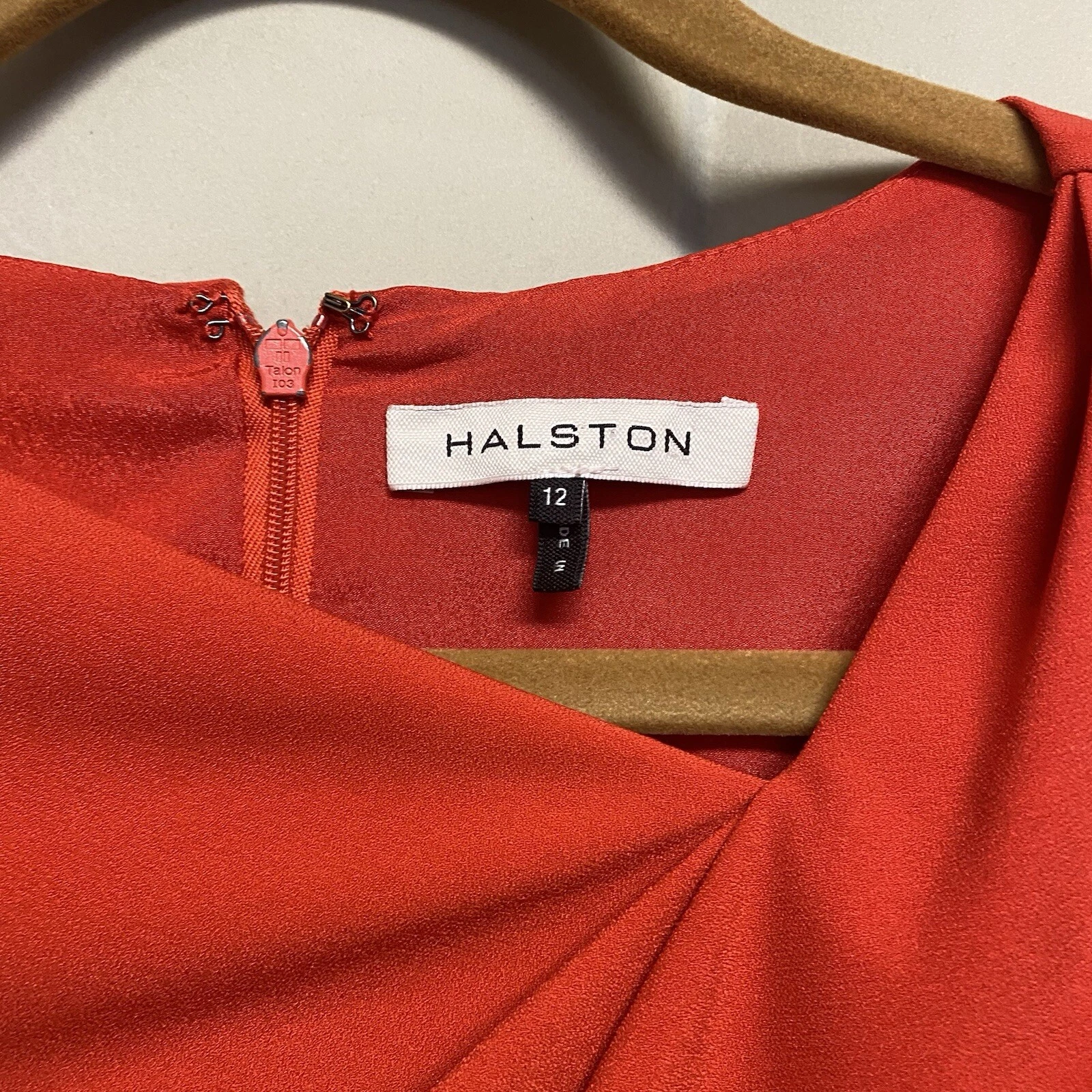 VALENTINO Abito donna Halston taglia 12 scollo asimmetrico manica svasata silenzioso lusso