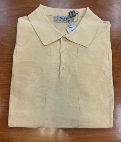 NEW Lavane Men's GOLD Light Weight 3 Button Collar Short Sleeve Sweater M-2XL - Picture 1 of 4