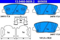 Ate 13.0460-5659.2 Bremsbelagsatz, Scheibenbremse FüR Hyundai Kia