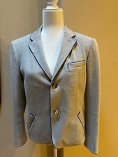New $595 Faconnable Grey Navy Piped Lined Blazer, Jacket Size 8 Nwot!
