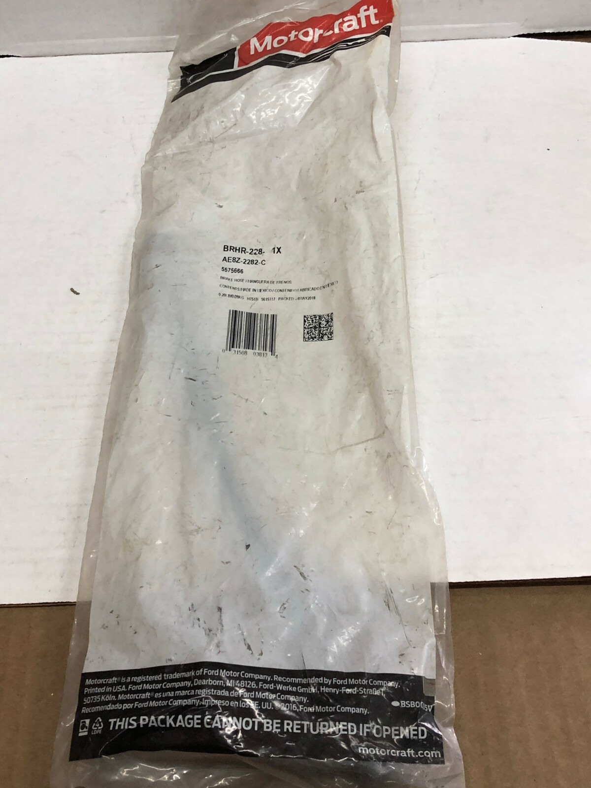 NEW MOTORCRAFT BRHR-228 REAR BRAKE HYDRAULIC HOSE FOR 2014-2019 FORD FIESTA1.6L