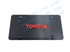 1pc 3D RedToyota Emblem Badge Carbon Style Aluminum Vanity Front License Plate