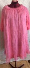 VINTAGE DOUBLE NYLON CHIFFON 1960s GOSSARD ARTEMIS Pink GORGEOUS ROBE sz Medium