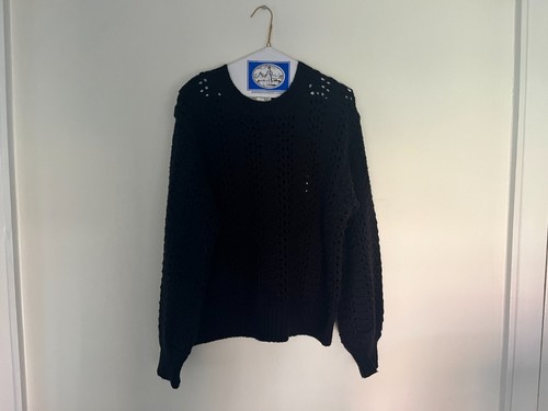 authentic women's Velvet black thick-knit crewneck pullover sweater, size L - Picture 6 of 6