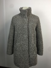 Clements Ribeiro Coat Grey Teddy Knit Grey Small Uk 10 Lid Long Warm High Neck