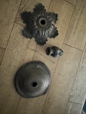 FERRO BATTUTO OTTONE TERMINALE ANTICO LAMPADARIO O LUME DA SOFFITTO ~ Sec. XIX