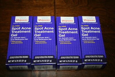 Lot of 4 Walgreens Oil-Free Spot Acne Treatment Gel Medication .75 oz 