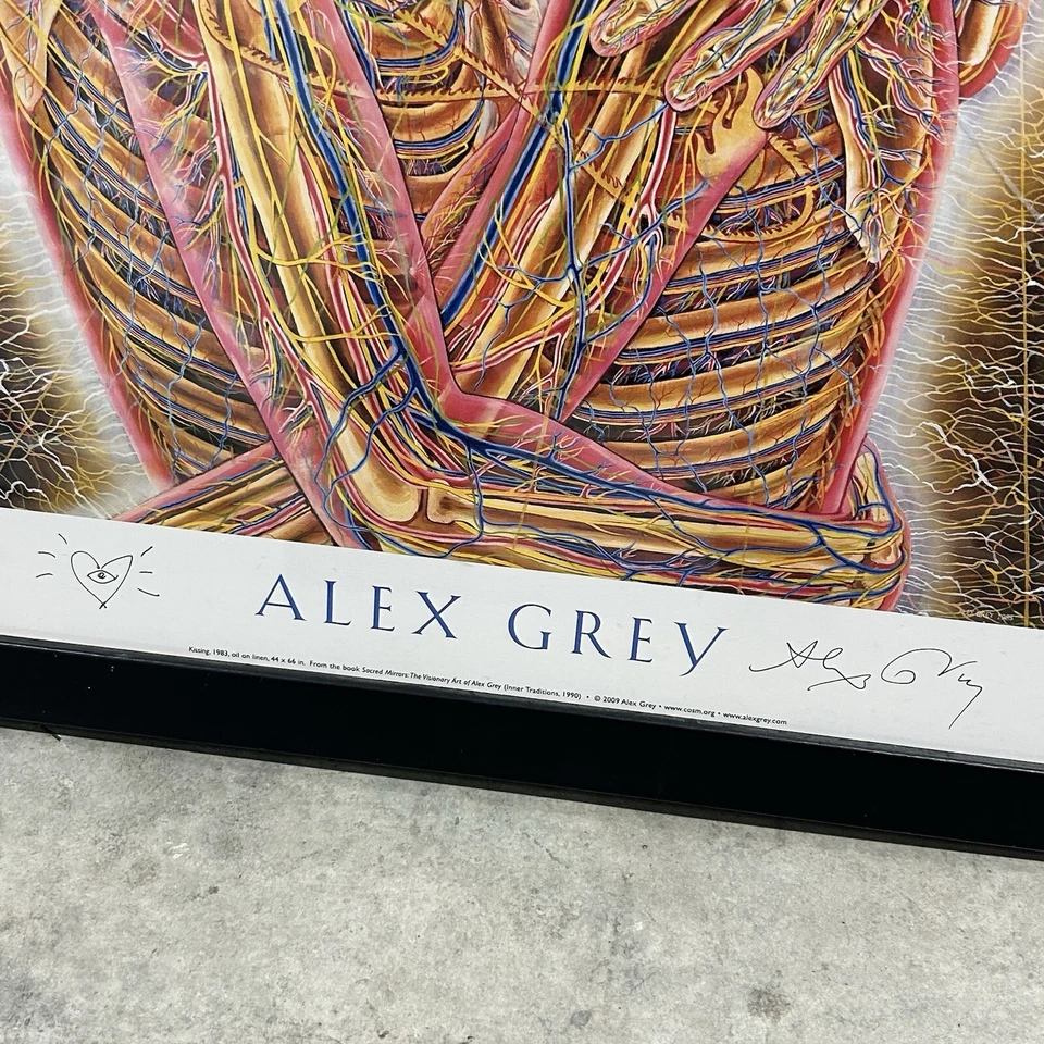 Impresión de Bellas Artes Psicodélicas Alex Grey Enmarcadas El Beso Besándose DMT Arte Firmado Raro Foto 3 de 4