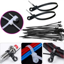 100pcs Screw Hole Mount Cable Ties Zip Wire Tie Wraps Nylon Long Strong Straps