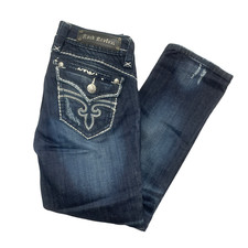 Rock Revival 26 Easy Capri Stephanie Jeweled Distressed Cotton Blend